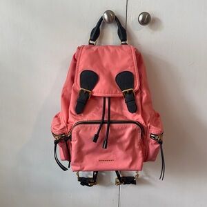 Burberry Coral Nylon Backpack with Black Details
